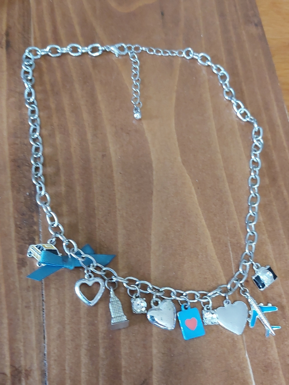 Whimsical Travel Charm Necklace Silvertone
